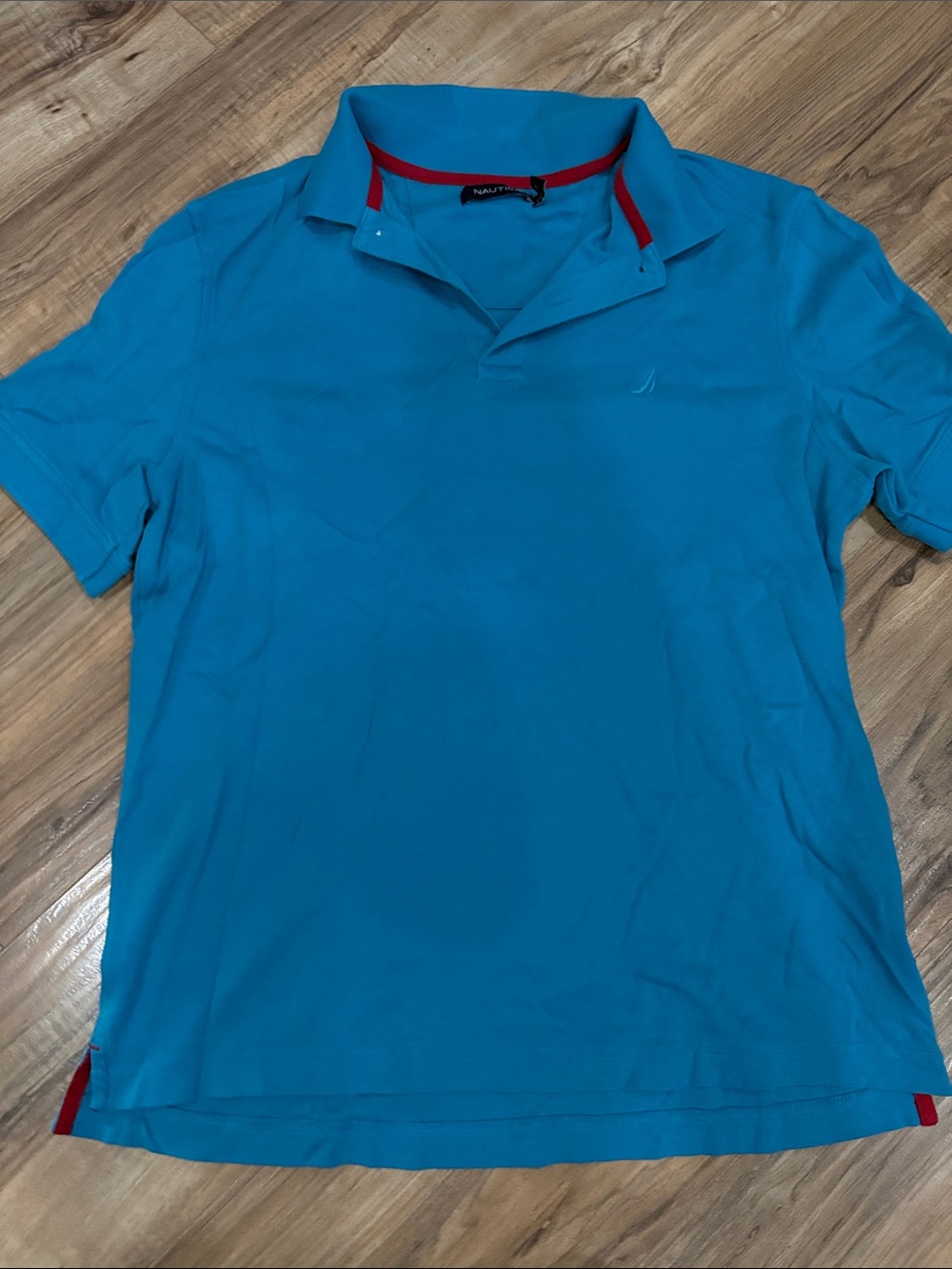 Nautica Men’s Turquoise Polo with Red Trim